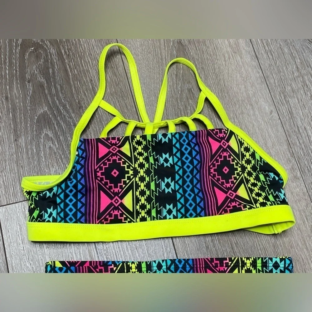 Justice Girl Bikini Top & Bottom Seimsuit Neon Set Size 10